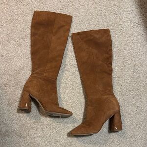 Sam Edelman Brown Heeled Boots with Chunky Heel and Suede Material